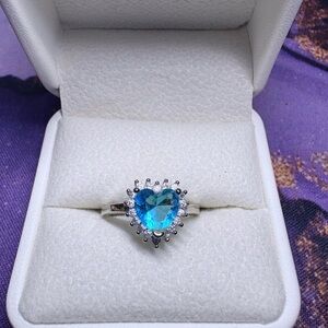 Blue Heart Topaz Silver Ring